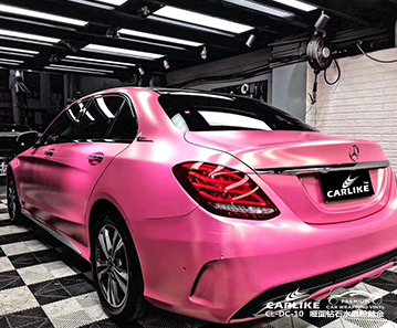 CARLIKE卡莱克™CL-DC-10奔驰哑光钻石金砂粉车身改色贴膜上饶施工案例