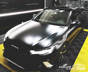 CARLIKE卡莱克™CL-EM-01奥迪金属电光绸缎黑汽车改色膜衡阳贴膜施工