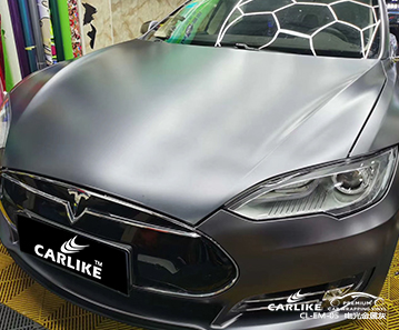 CARLIKE卡莱克™CL-EM-05特斯拉金属电光金属灰汽车改色膜大庆贴膜施工