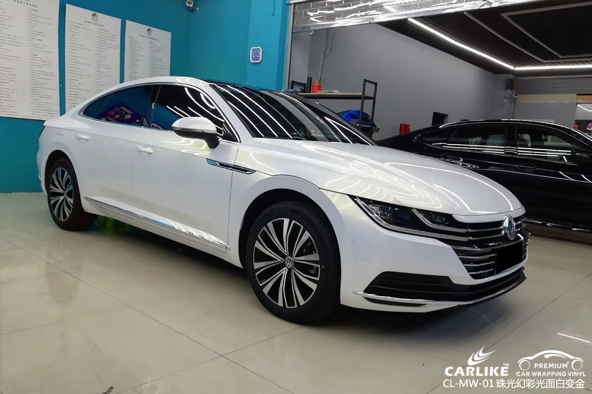 CARLIKE卡莱克™CL-MW-01大众珠光幻彩亮面白变金全车贴膜