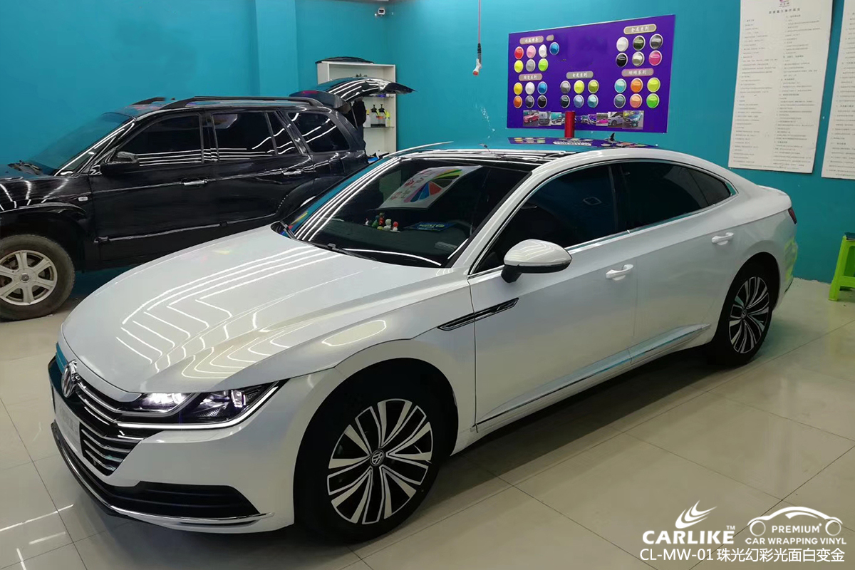 CARLIKE卡莱克™CL-MW-01大众珠光幻彩亮面白变金全车贴膜