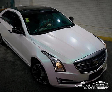 CARLIKE卡莱克™CL-AW-01凯迪拉克哑面钻石曙光白整车改色贴膜本溪施工效果图
