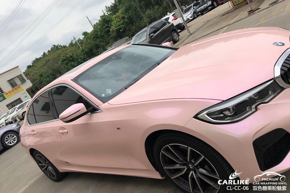 CARLIKE卡莱克™CL-CC-06宝马双色糖果粉魅紫车身改色膜鹤岗贴膜案例图