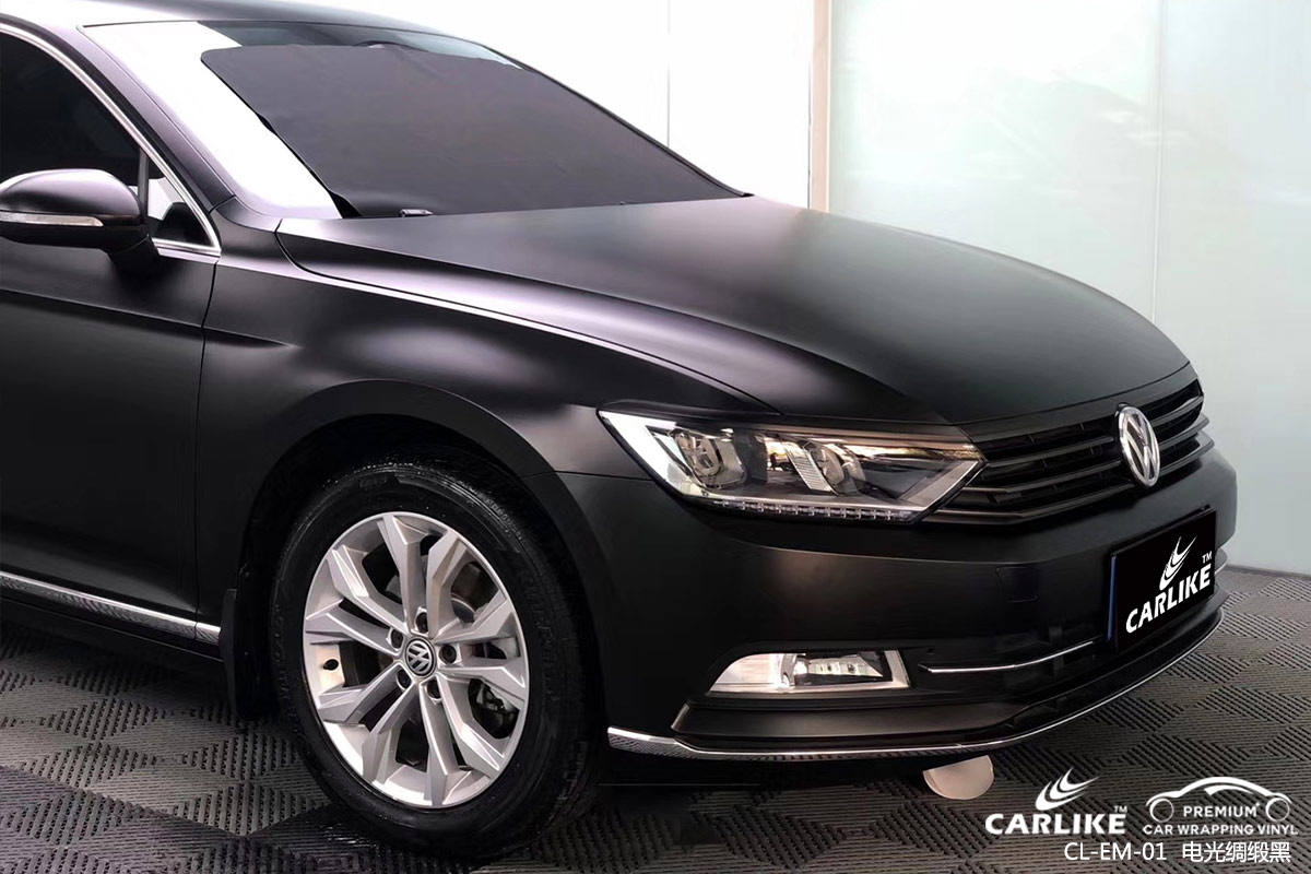 CARLIKE卡莱克™CL-EM-01大众金属电光绸缎黑汽车贴膜梧州改色效果图