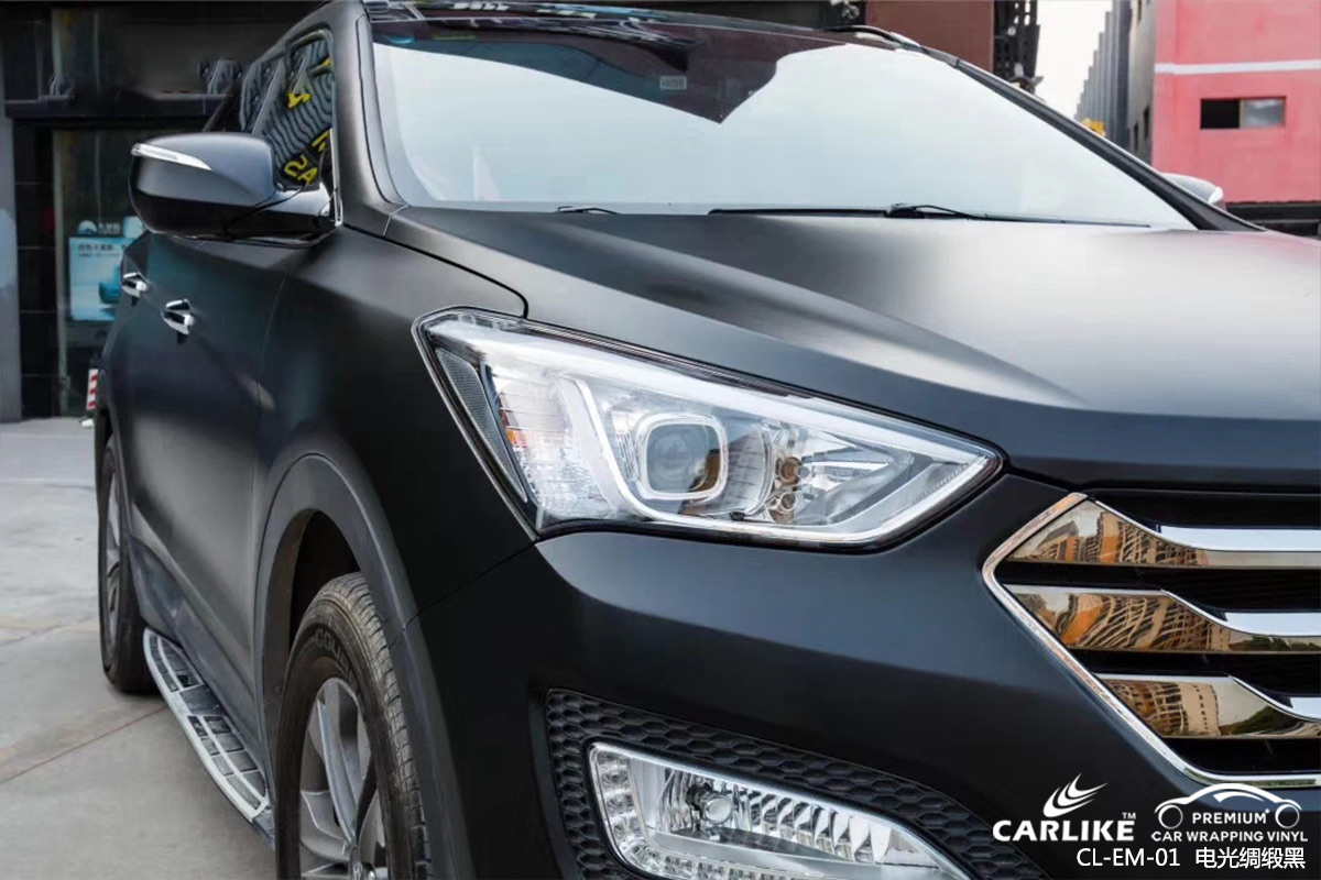 CARLIKE卡莱克™CL-EM-01现代金属电光绸缎黑全车改色贴膜三门峡施工效果图