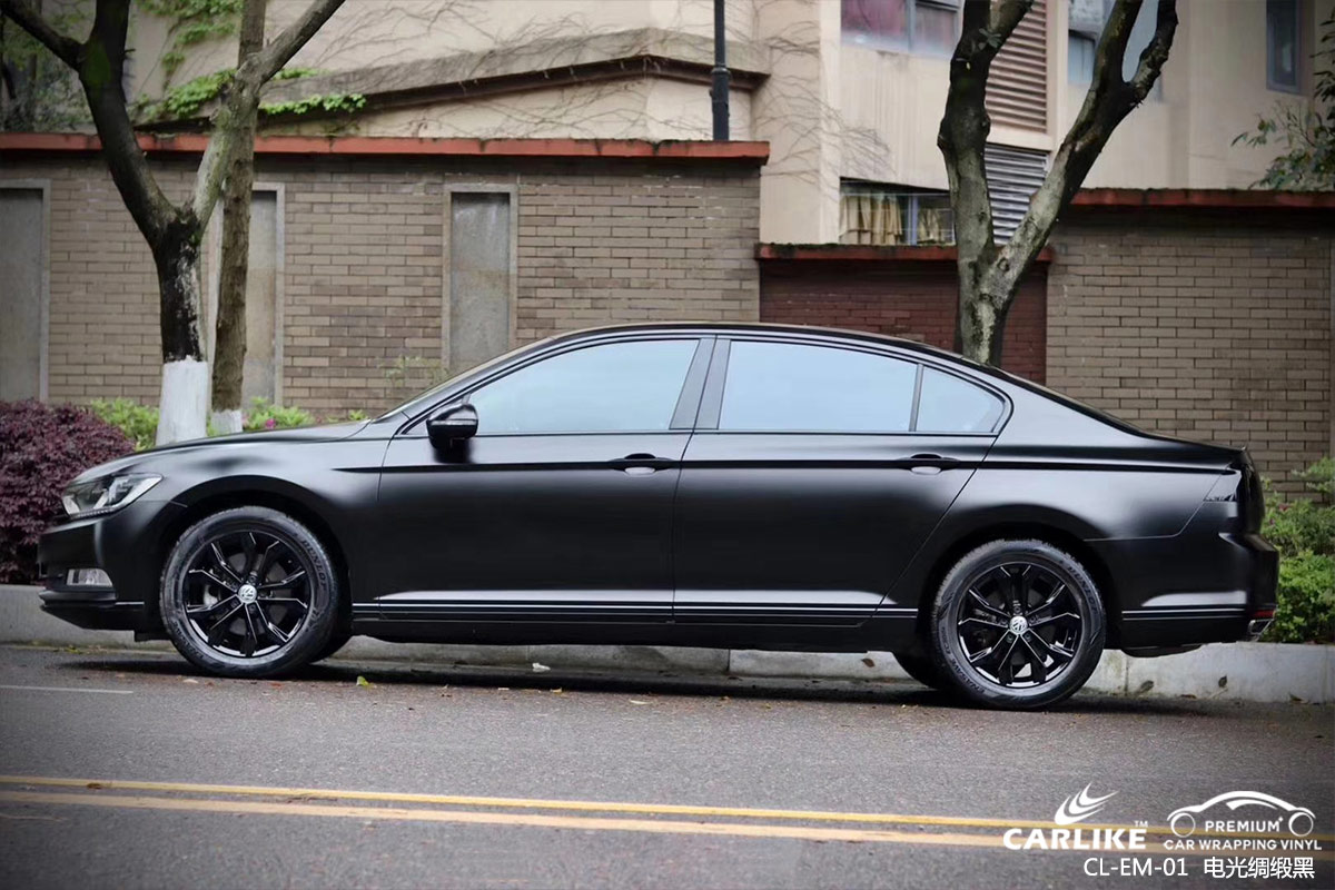 CARLIKE卡莱克™CL-EM-01大众金属电光绸缎黑车身改色膜安顺施工效果图