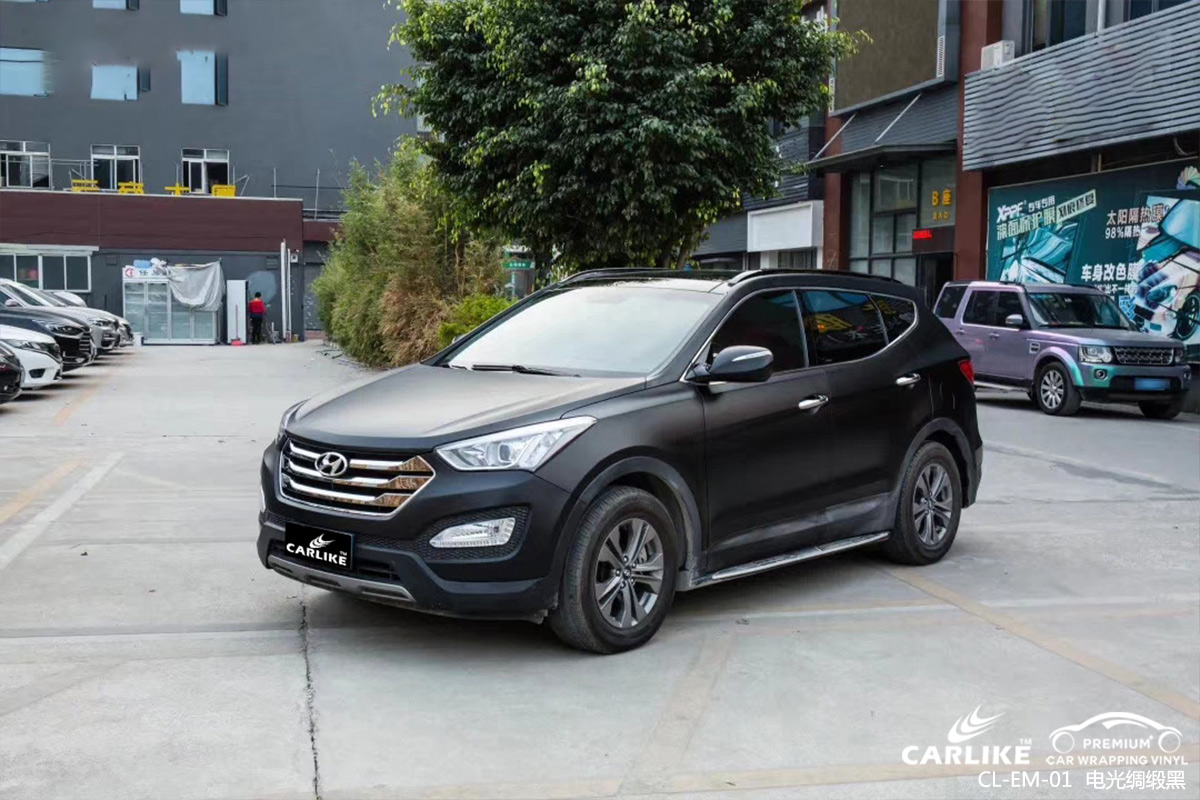 CARLIKE卡莱克™CL-EM-01现代金属电光绸缎黑全车改色贴膜三门峡施工效果图