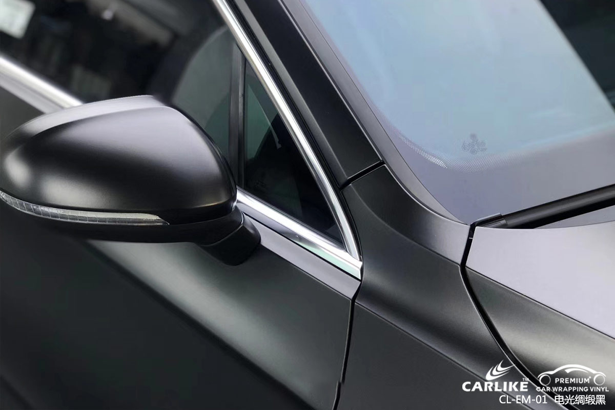 CARLIKE卡莱克™CL-EM-01大众金属电光绸缎黑汽车贴膜梧州改色效果图