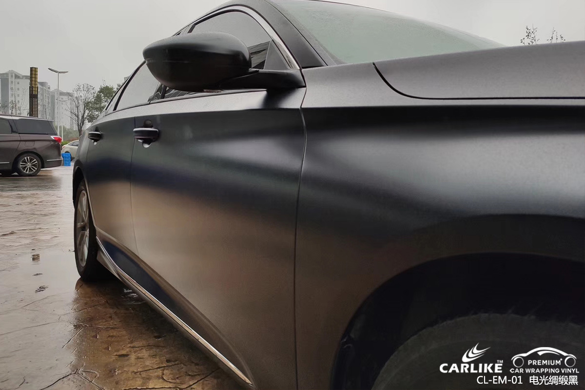 CARLIKE卡莱克™CL-EM-01本田金属电光绸缎黑车身改色膜白山施工案例效果图