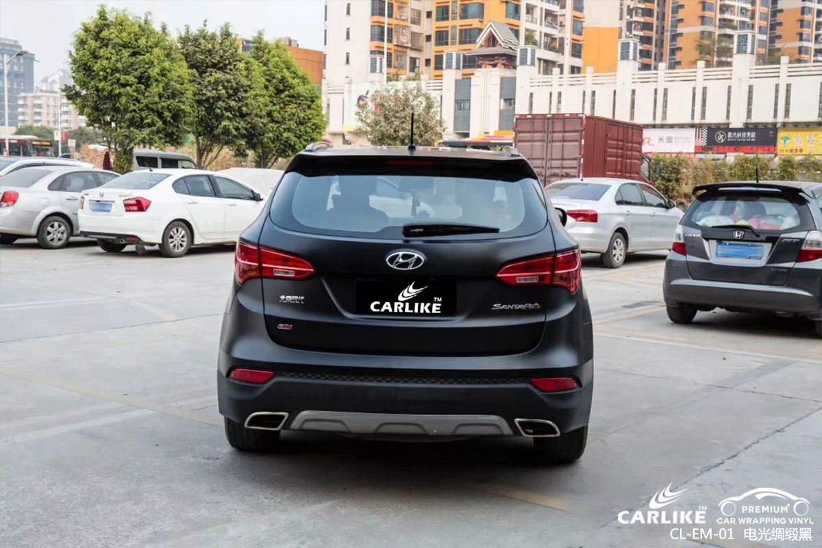 CARLIKE卡莱克™CL-EM-01现代金属电光绸缎黑全车改色贴膜三门峡施工效果图