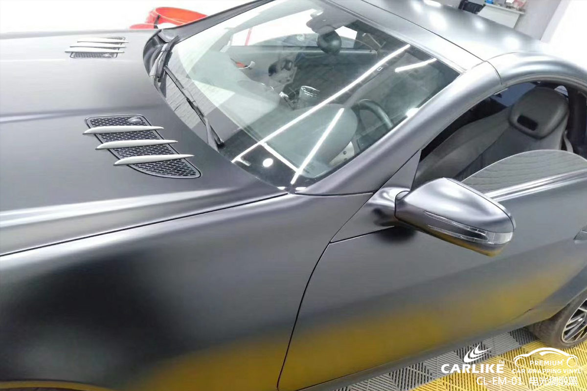 CARLIKE卡莱克™CL-EM-01奔驰金属电光绸缎黑车身改色膜
