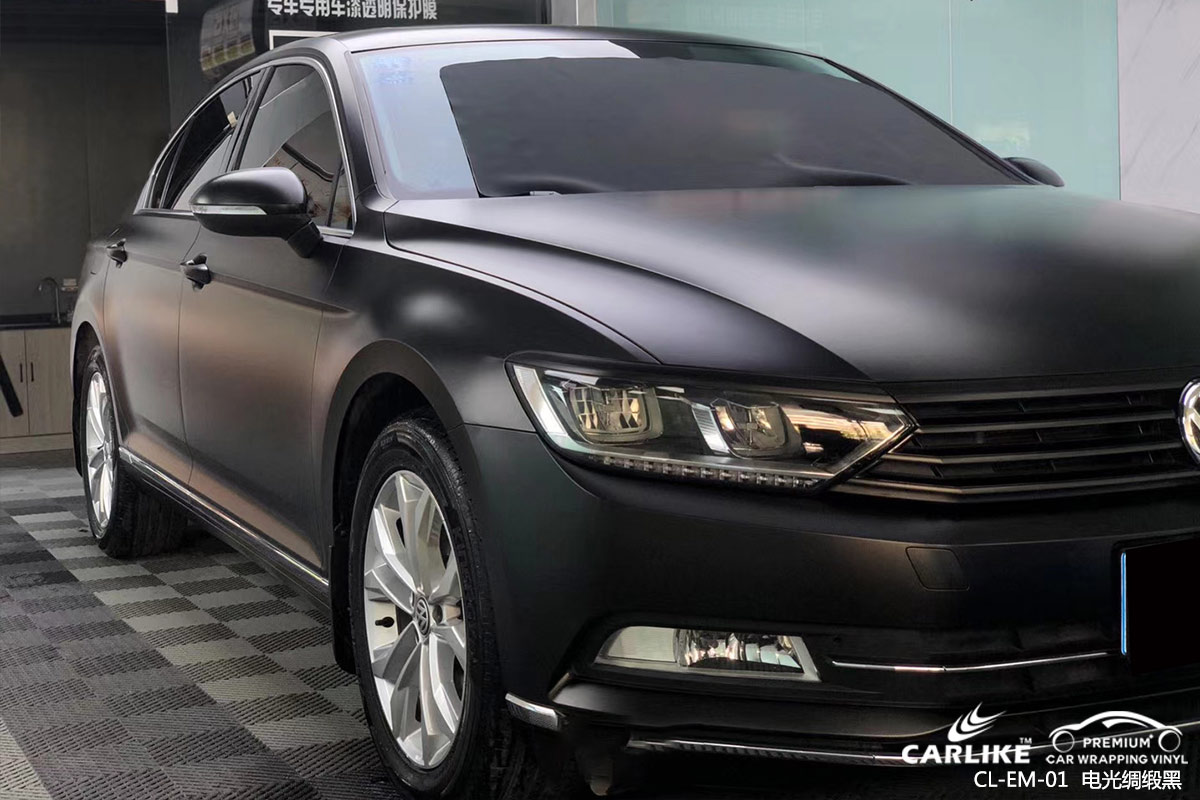 CARLIKE卡莱克™CL-EM-01大众金属电光绸缎黑汽车贴膜梧州改色效果图