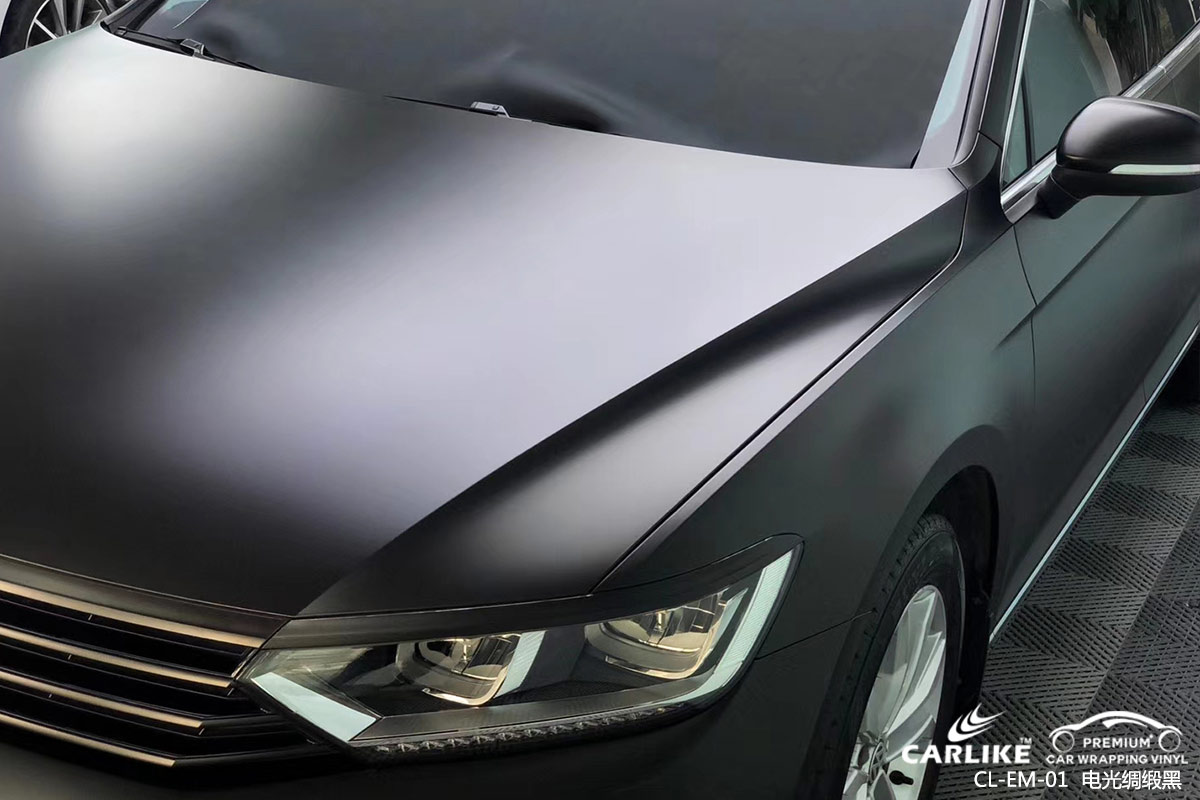 CARLIKE卡莱克™CL-EM-01大众金属电光绸缎黑汽车贴膜梧州改色效果图