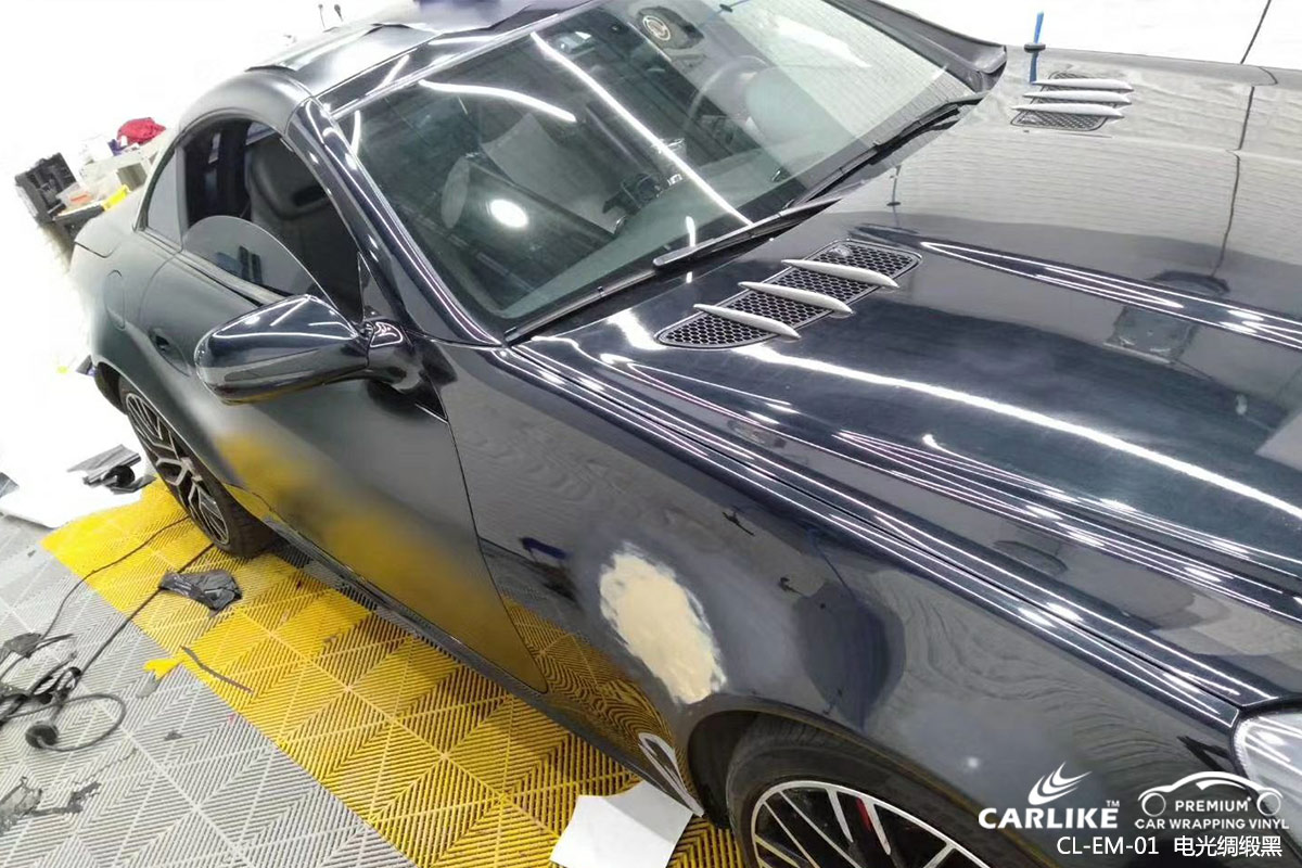 CARLIKE卡莱克™CL-EM-01奔驰金属电光绸缎黑车身改色膜