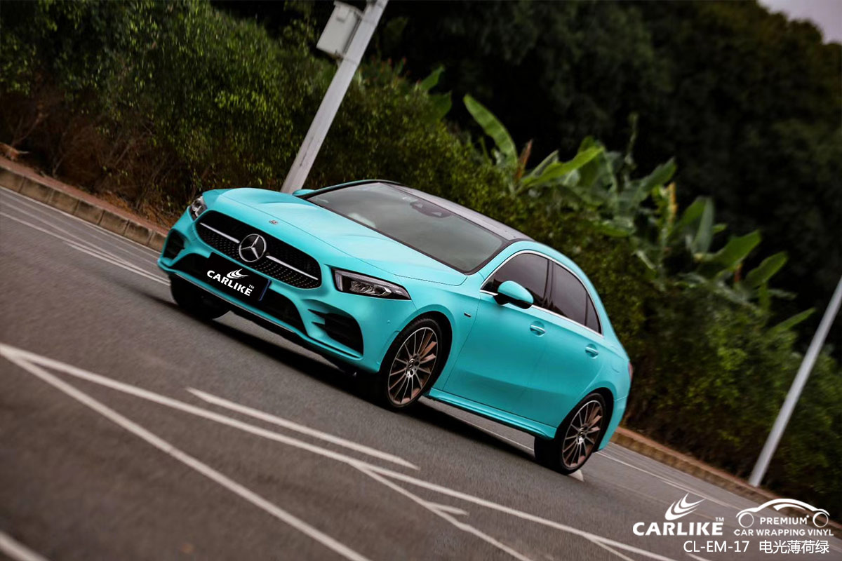 CARLIKE卡莱克™CL-EM-17奔驰金属电光薄荷绿车身贴膜临汾改色案例