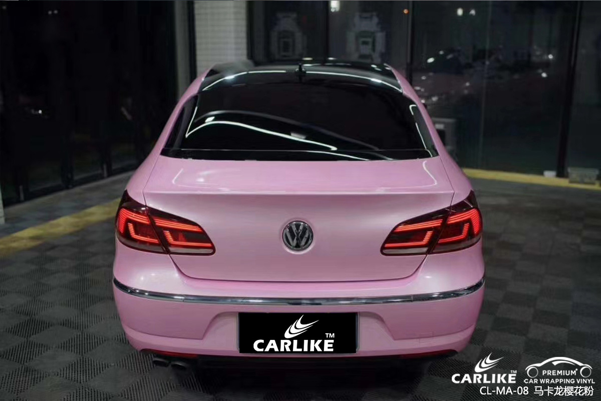 CARLIKE卡莱克™CL-MA-08大众马卡龙樱花粉车身改色贴膜林芝施工案例图