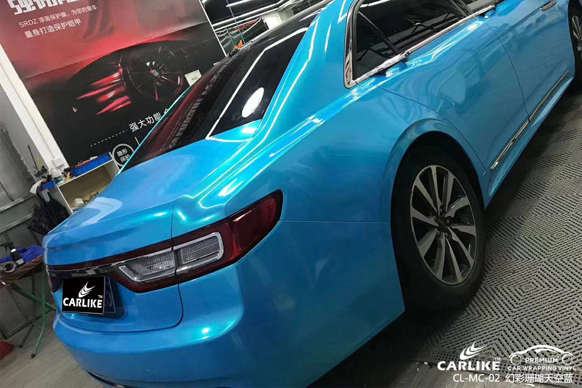 CARLIKE卡莱克™CL-MC-02林肯幻彩珊瑚天空蓝汽车改色膜来宾施工案例