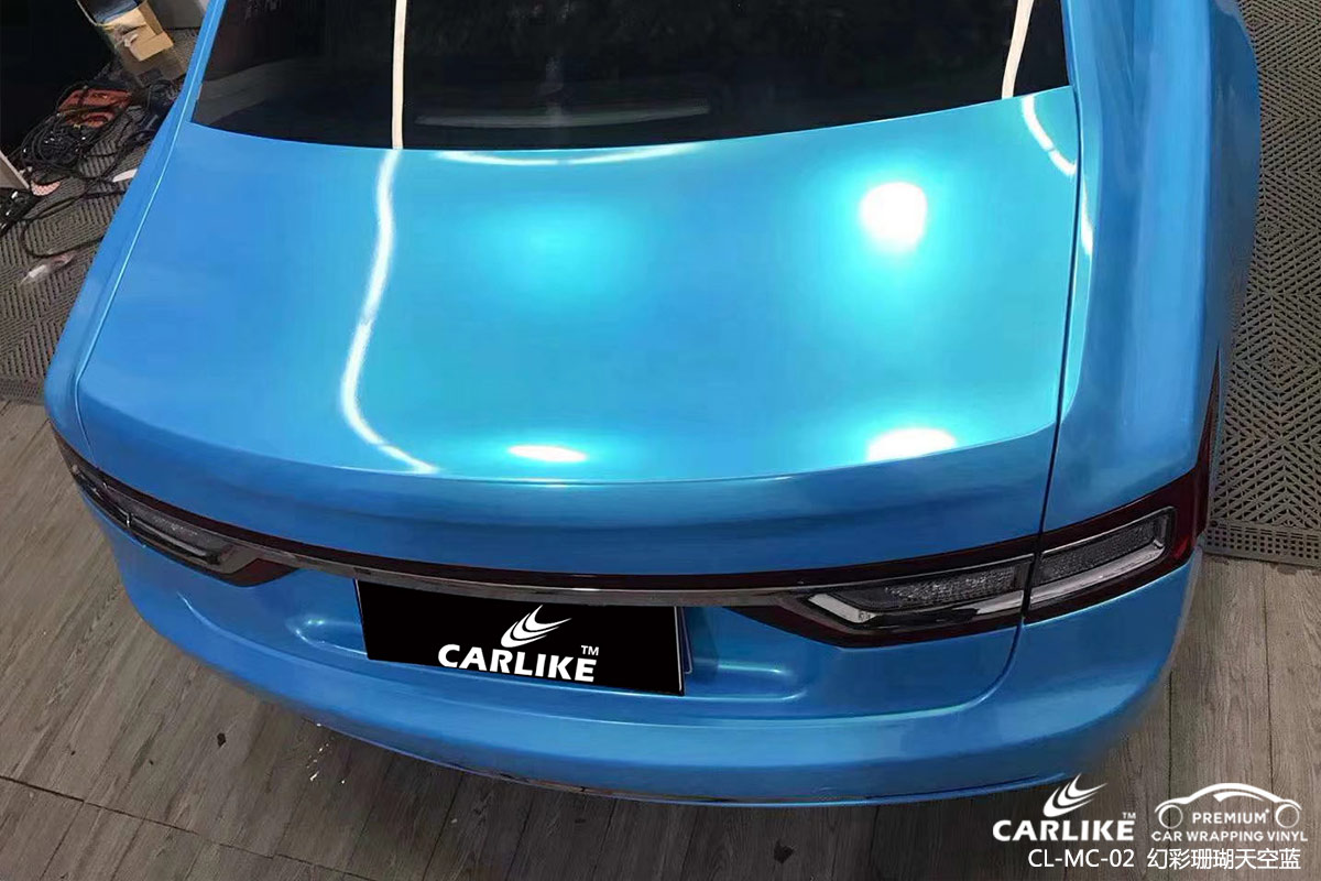 CARLIKE卡莱克™CL-MC-02林肯幻彩珊瑚天空蓝汽车改色膜来宾施工案例