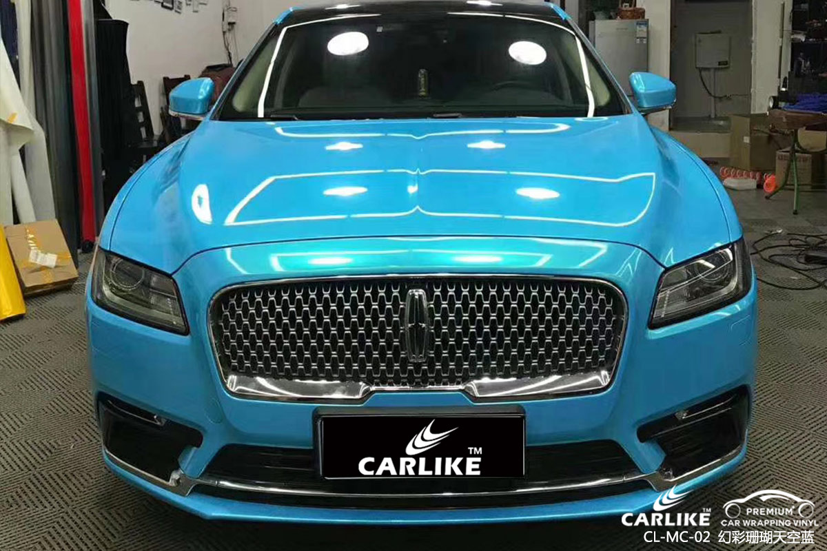 CARLIKE卡莱克™CL-MC-02林肯幻彩珊瑚天空蓝汽车改色膜来宾施工案例
