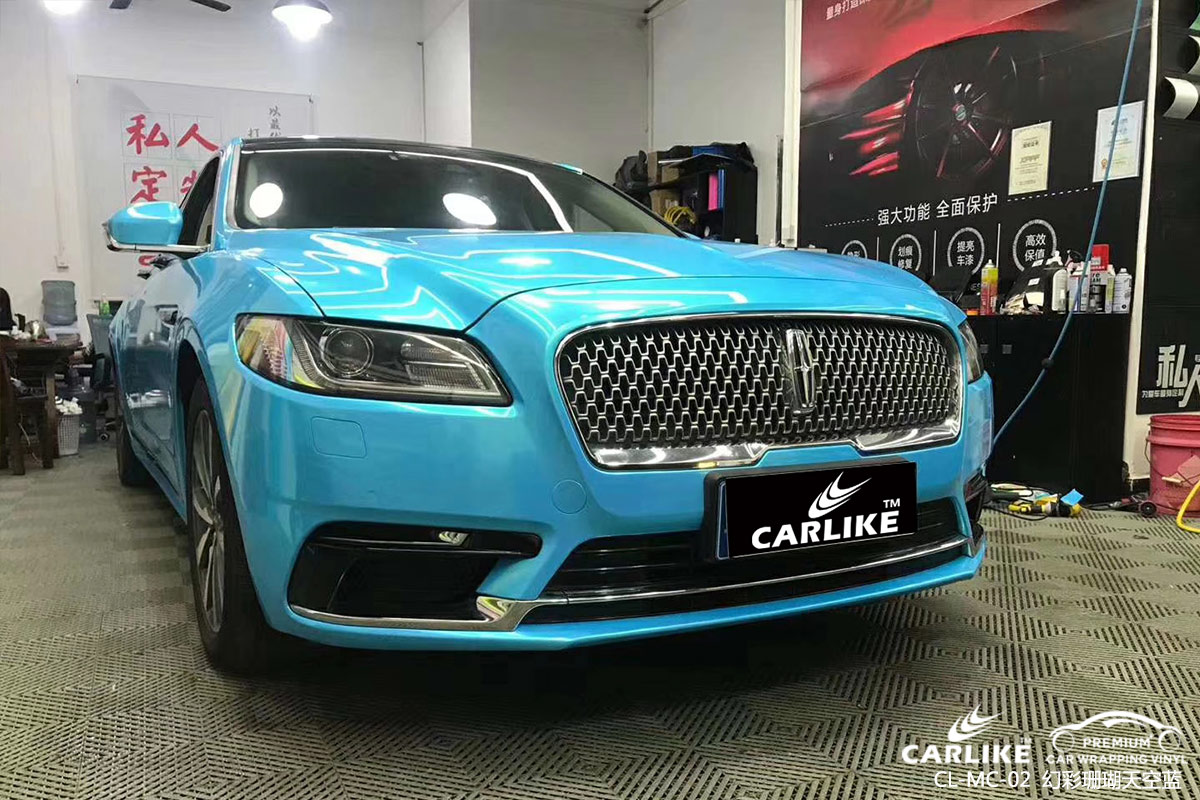 CARLIKE卡莱克™CL-MC-02林肯幻彩珊瑚天空蓝汽车改色膜来宾施工案例