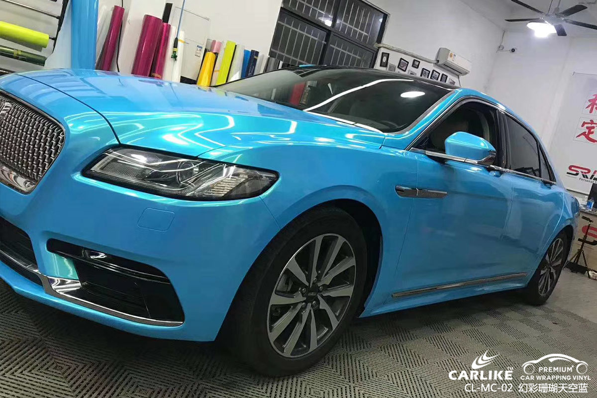 CARLIKE卡莱克™CL-MC-02林肯幻彩珊瑚天空蓝汽车改色膜来宾施工案例