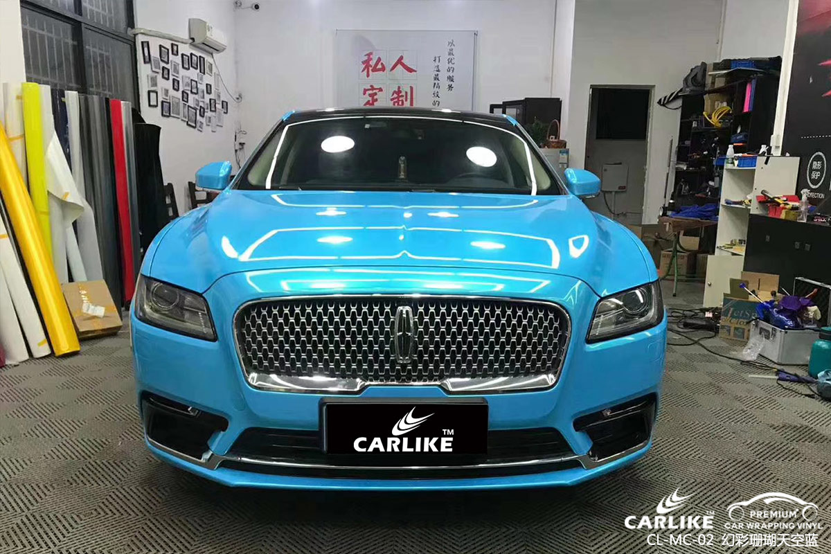 CARLIKE卡莱克™CL-MC-02林肯幻彩珊瑚天空蓝汽车改色膜来宾施工案例