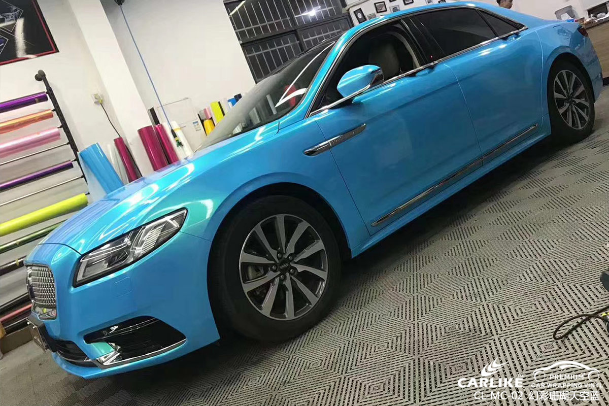 CARLIKE卡莱克™CL-MC-02林肯幻彩珊瑚天空蓝汽车改色膜来宾施工案例