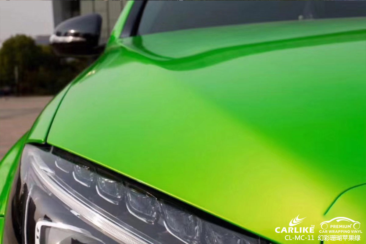CARLIKE卡莱克™CL-MC-11奔驰幻彩珊瑚苹果绿整车贴膜贺州改色案例