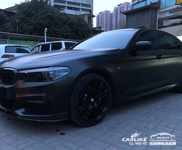 CARLIKE卡莱克™CL-MS-01宝马超哑绸缎典雅黑全车改色膜绥化贴膜案例