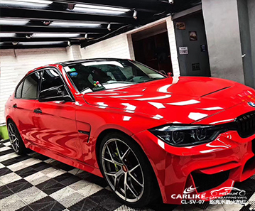 CARLIKE卡莱克™CL-SV-07宝马超亮水晶火热红车身贴膜十堰改色案例