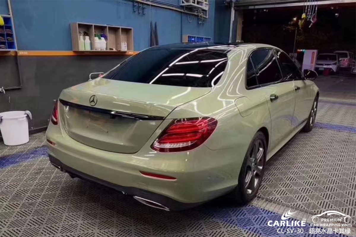 CARLIKE卡莱克™CL-SV-30奔驰超亮水晶卡其绿车身改色膜吕梁施工案例