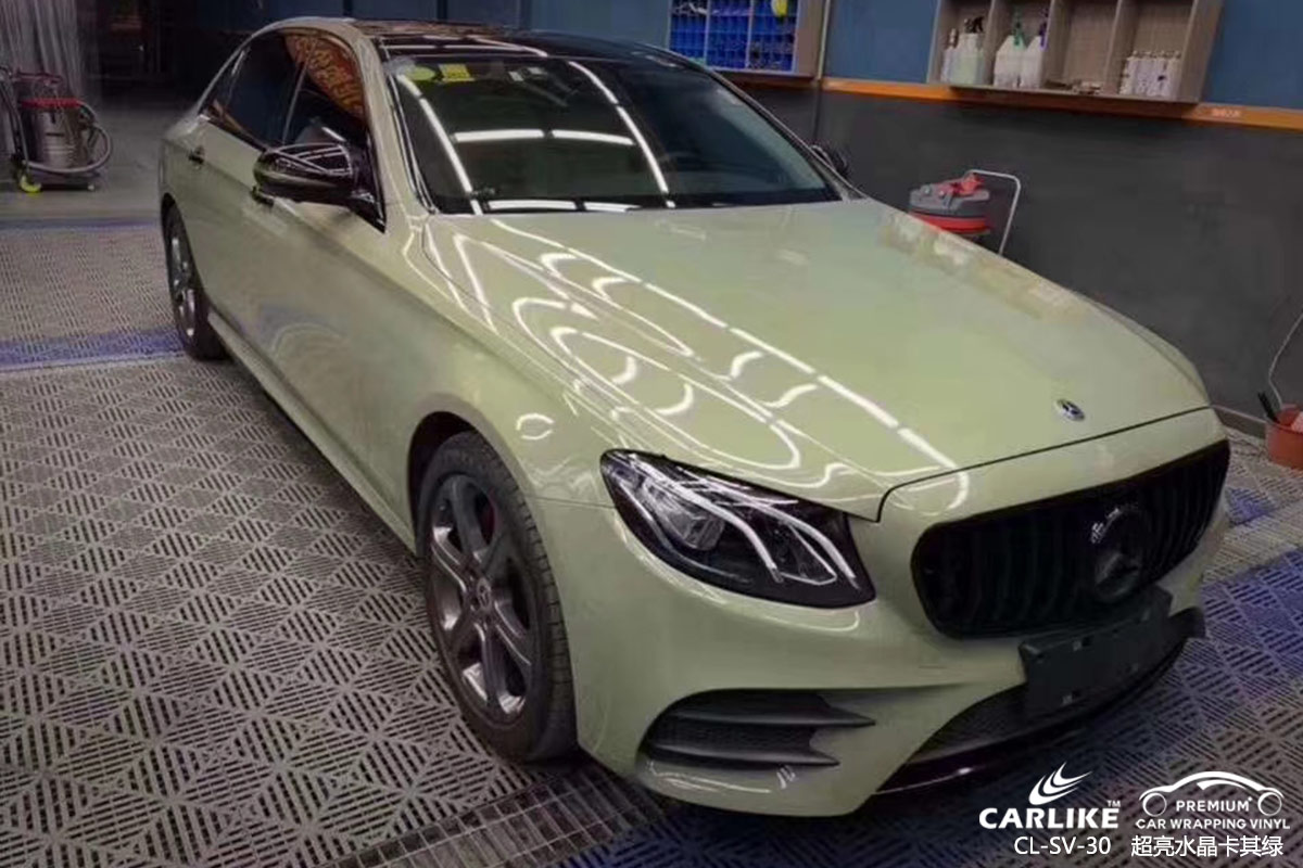CARLIKE卡莱克™CL-SV-30奔驰超亮水晶卡其绿车身改色膜吕梁施工案例