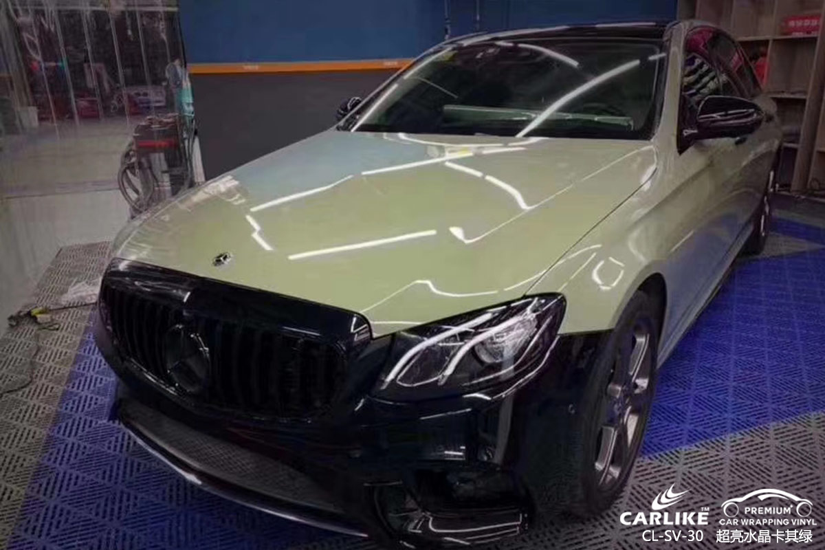 CARLIKE卡莱克™CL-SV-30奔驰超亮水晶卡其绿车身改色膜吕梁施工案例