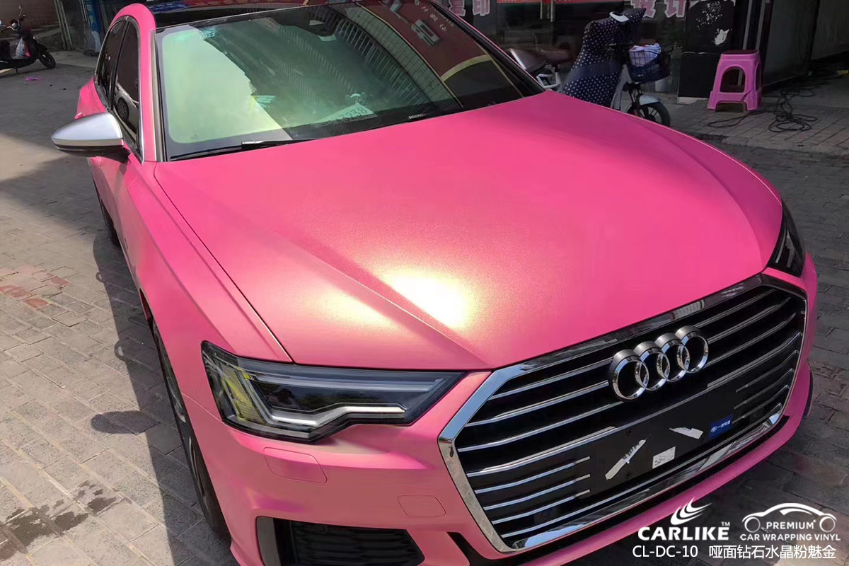 CARLIKE卡莱克™CL-DC-10奥迪哑光钻石金砂粉车身改色膜肇庆贴膜施工效果图