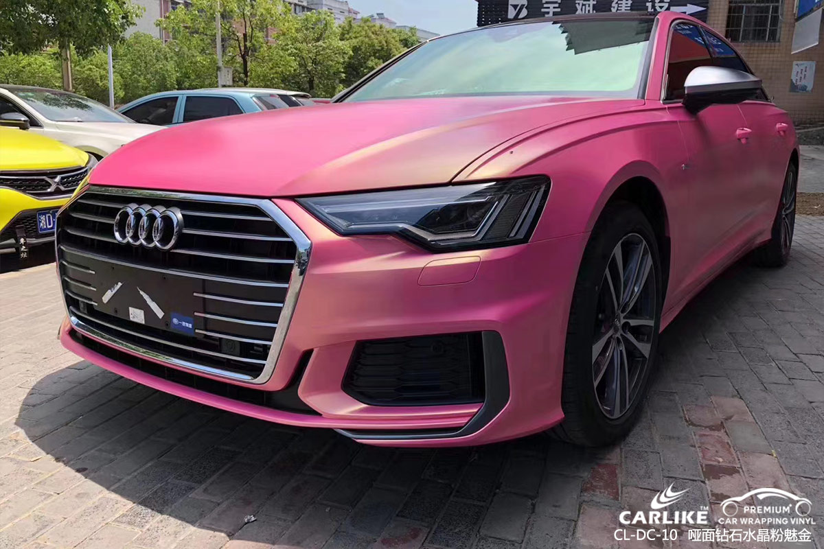 CARLIKE卡莱克™CL-DC-10奥迪哑光钻石金砂粉车身改色膜肇庆贴膜施工效果图