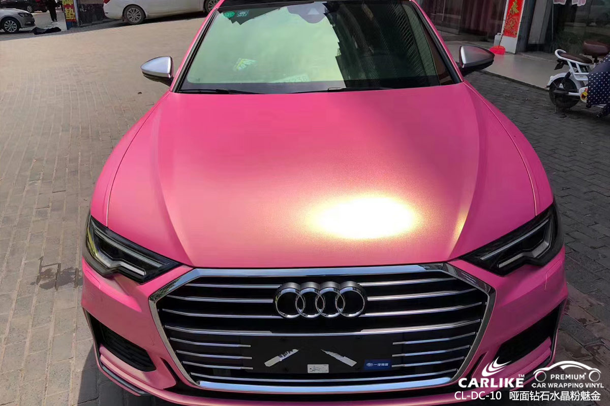 CARLIKE卡莱克™CL-DC-10奥迪哑光钻石金砂粉车身改色膜肇庆贴膜施工效果图