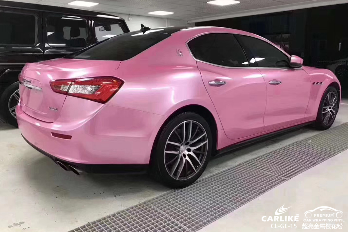 CARLIKE卡莱克™CL-GE-15玛莎拉蒂超亮金属樱花粉车身改色膜西藏阿里地区贴膜案例图