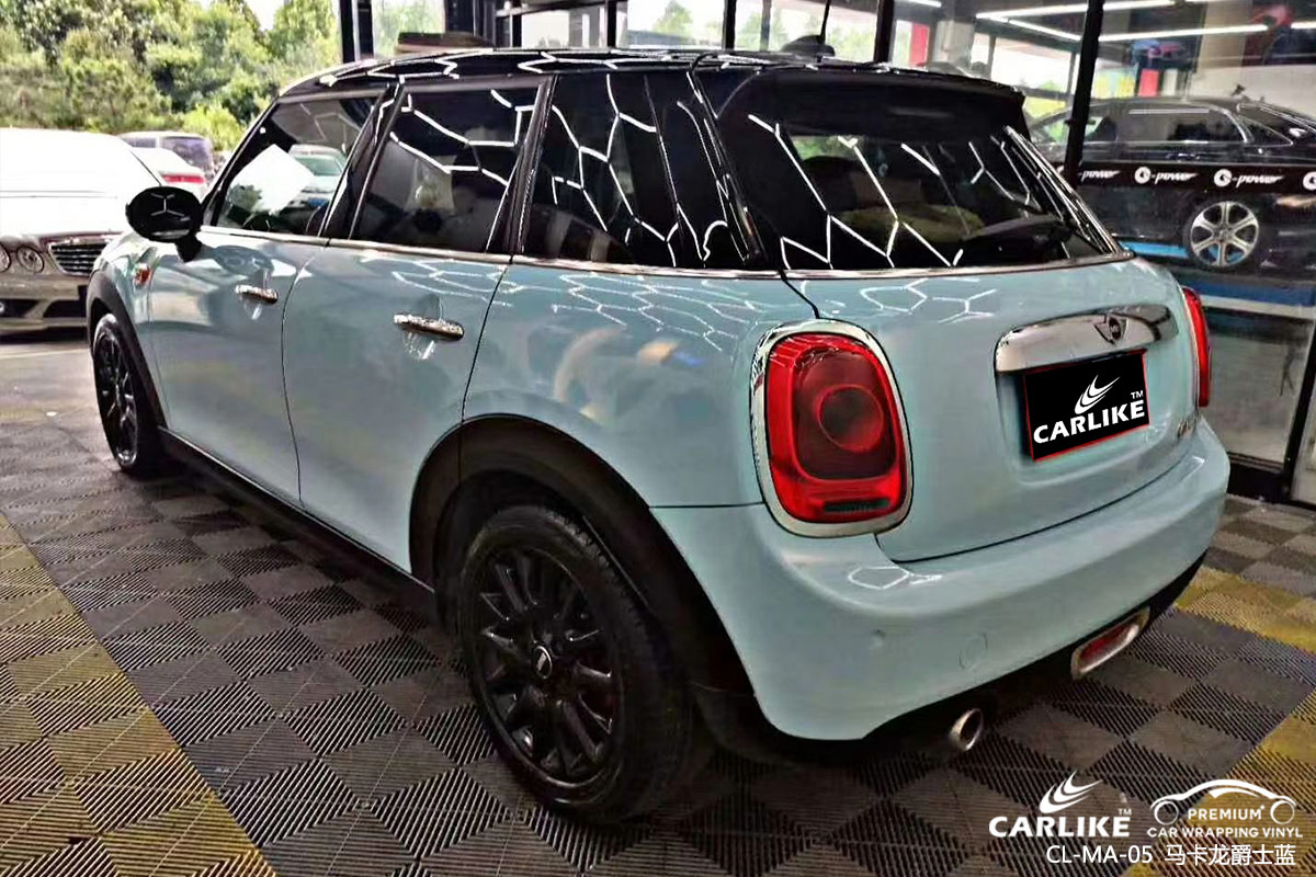 CARLIKE卡莱克™CL-MA-05宝马MINI马卡龙爵士蓝汽车改色膜韶关贴膜效果图