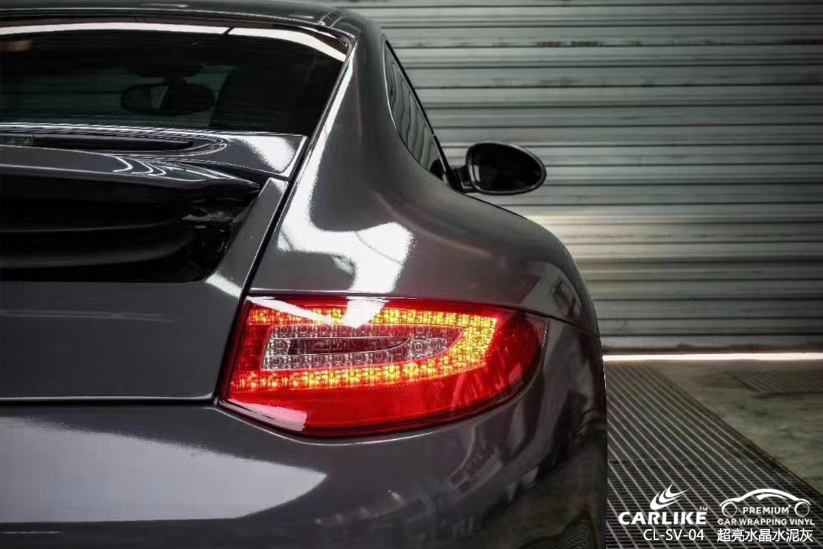 CARLIKE卡莱克™CL-SV-04保时捷超亮水晶水泥灰车身改色膜平凉施工效果图