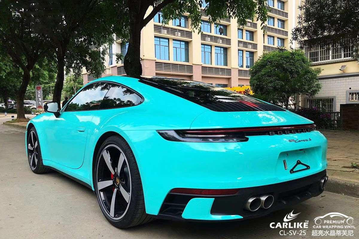 CARLIKE卡莱克™CL-SV-25保时捷超亮水晶蒂芙尼车身改色膜新疆和田地区贴膜效果图