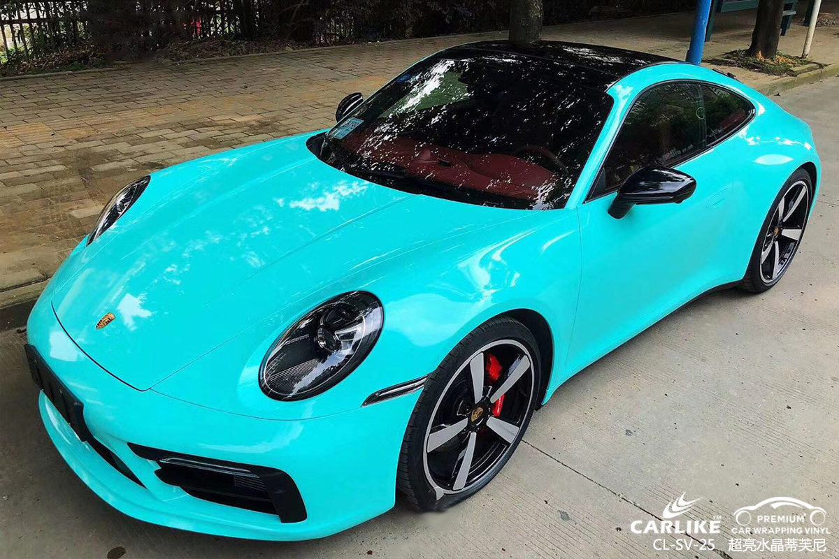 CARLIKE卡莱克™CL-SV-25保时捷超亮水晶蒂芙尼车身改色膜新疆和田地区贴膜效果图