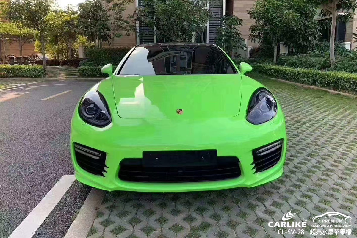 CARLIKE卡莱克™CL-SV-28保时捷超亮水晶苹果绿车身改色膜北京贴膜案例图
