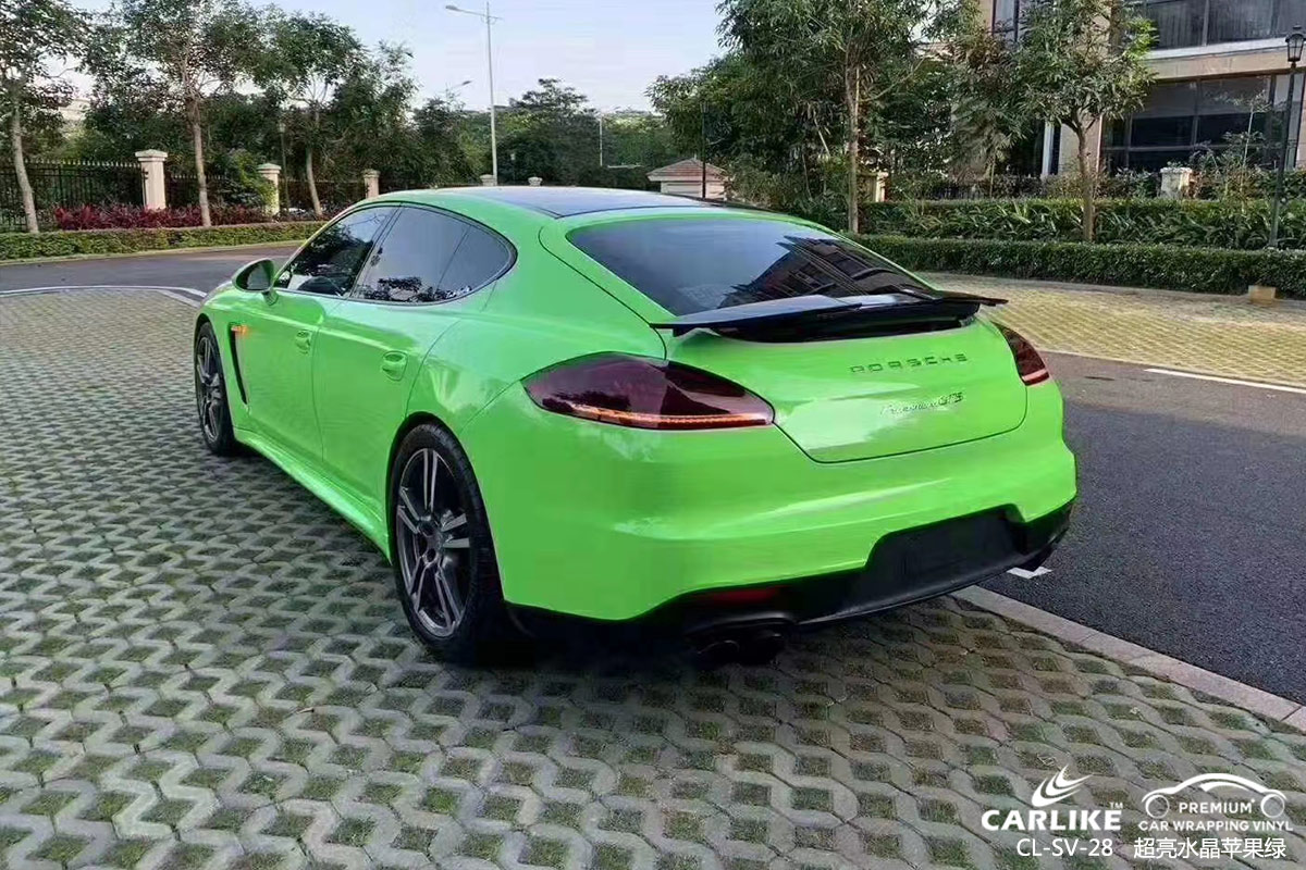 CARLIKE卡莱克™CL-SV-28保时捷超亮水晶苹果绿车身改色膜北京贴膜案例图