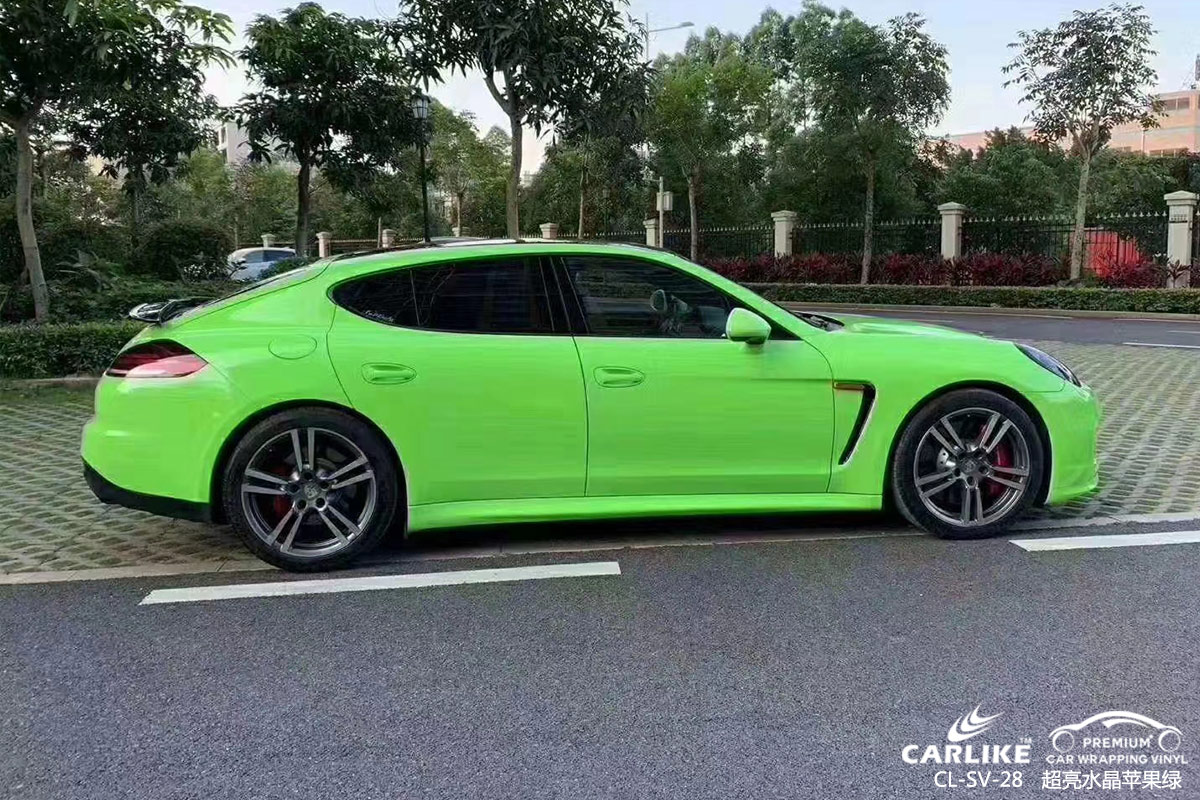 CARLIKE卡莱克™CL-SV-28保时捷超亮水晶苹果绿车身改色膜北京贴膜案例图