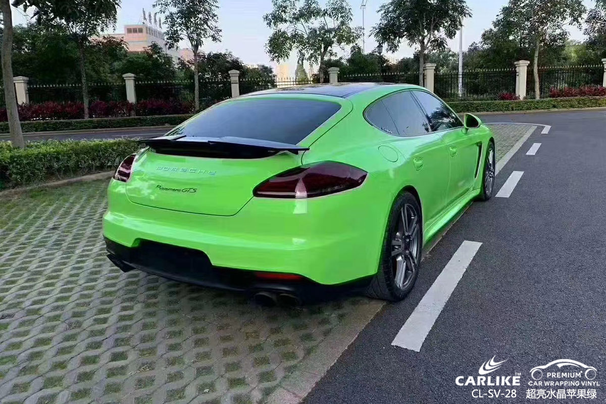 CARLIKE卡莱克™CL-SV-28保时捷超亮水晶苹果绿车身改色膜北京贴膜案例图