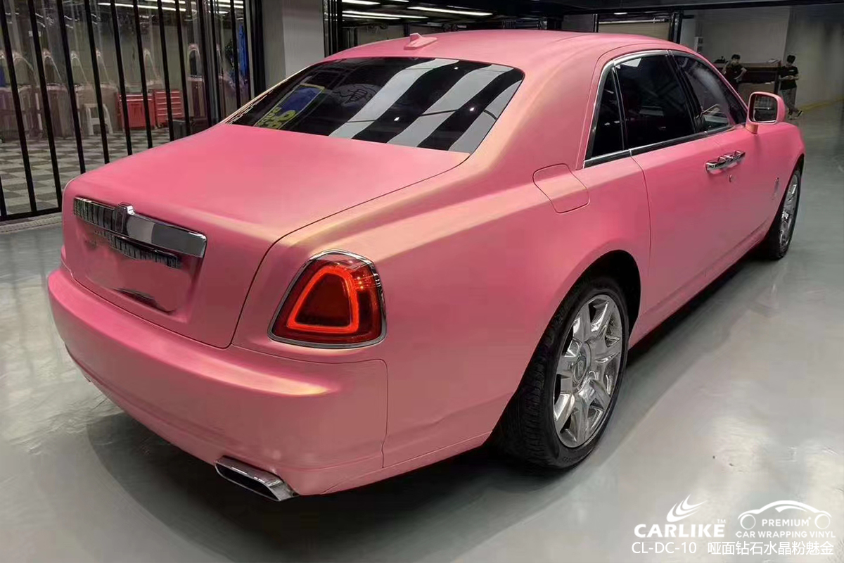 CARLIKE卡莱克™CL-DC-10劳斯莱斯哑光钻石粉魅金车身改色膜深圳贴膜案例图
