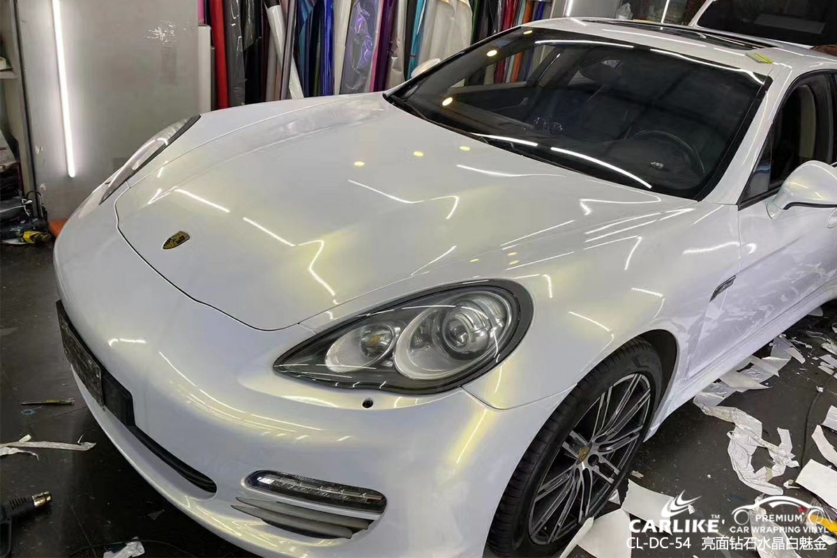 CARLIKE卡莱克™CL-DC-54保时捷钻石水晶白魅金汽车改色膜深圳贴膜案例图