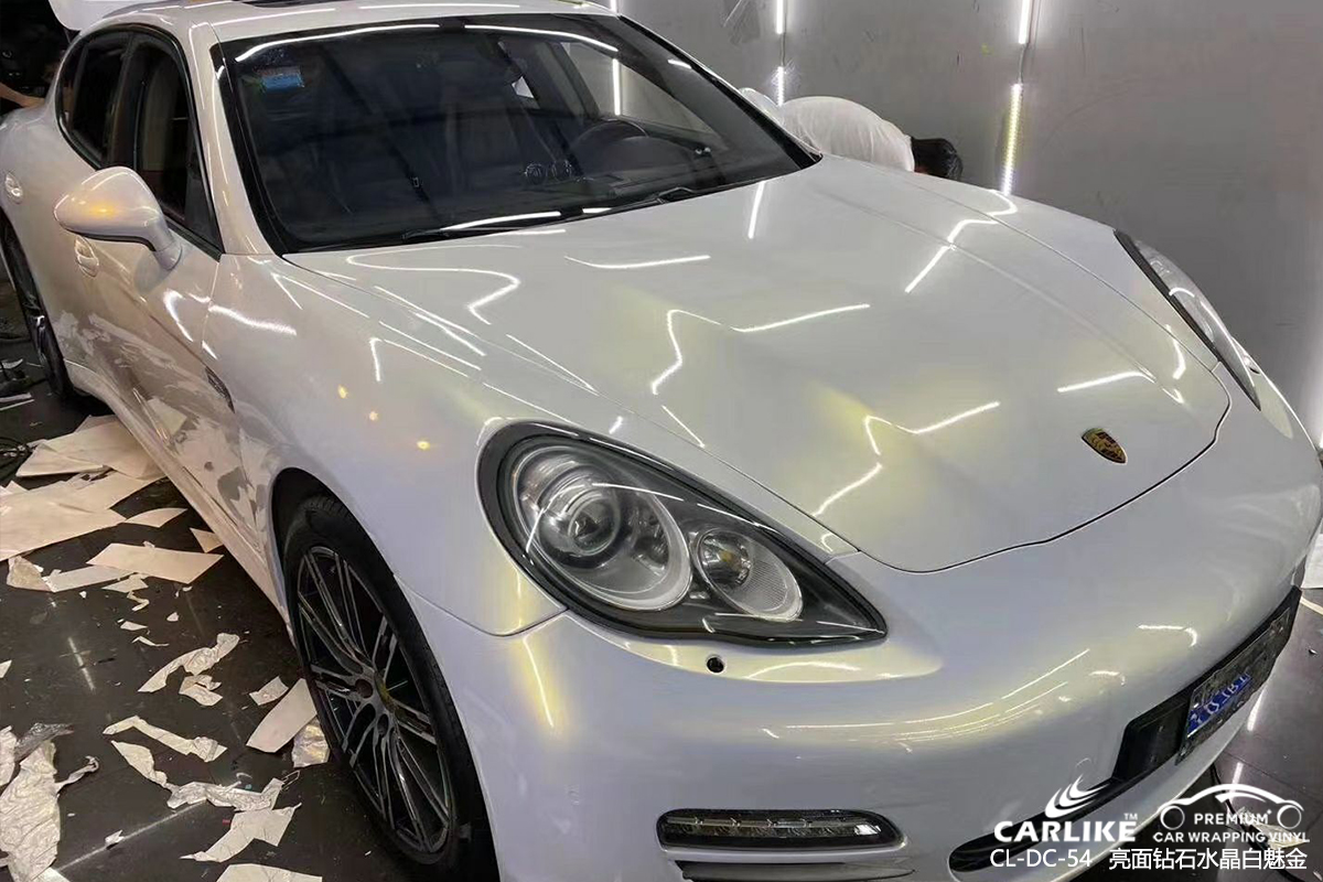CARLIKE卡莱克™CL-DC-54保时捷钻石水晶白魅金汽车改色膜深圳贴膜案例图