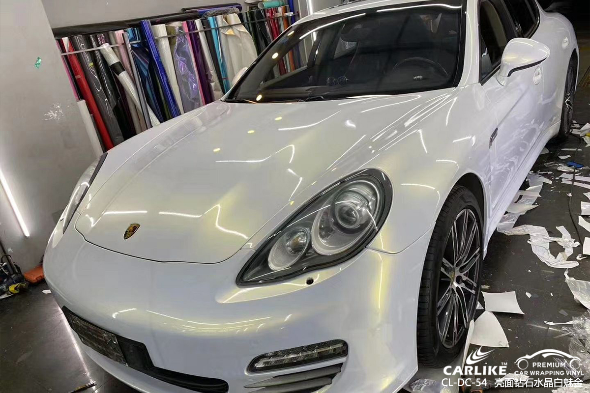 CARLIKE卡莱克™CL-DC-54保时捷钻石水晶白魅金汽车改色膜深圳贴膜案例图