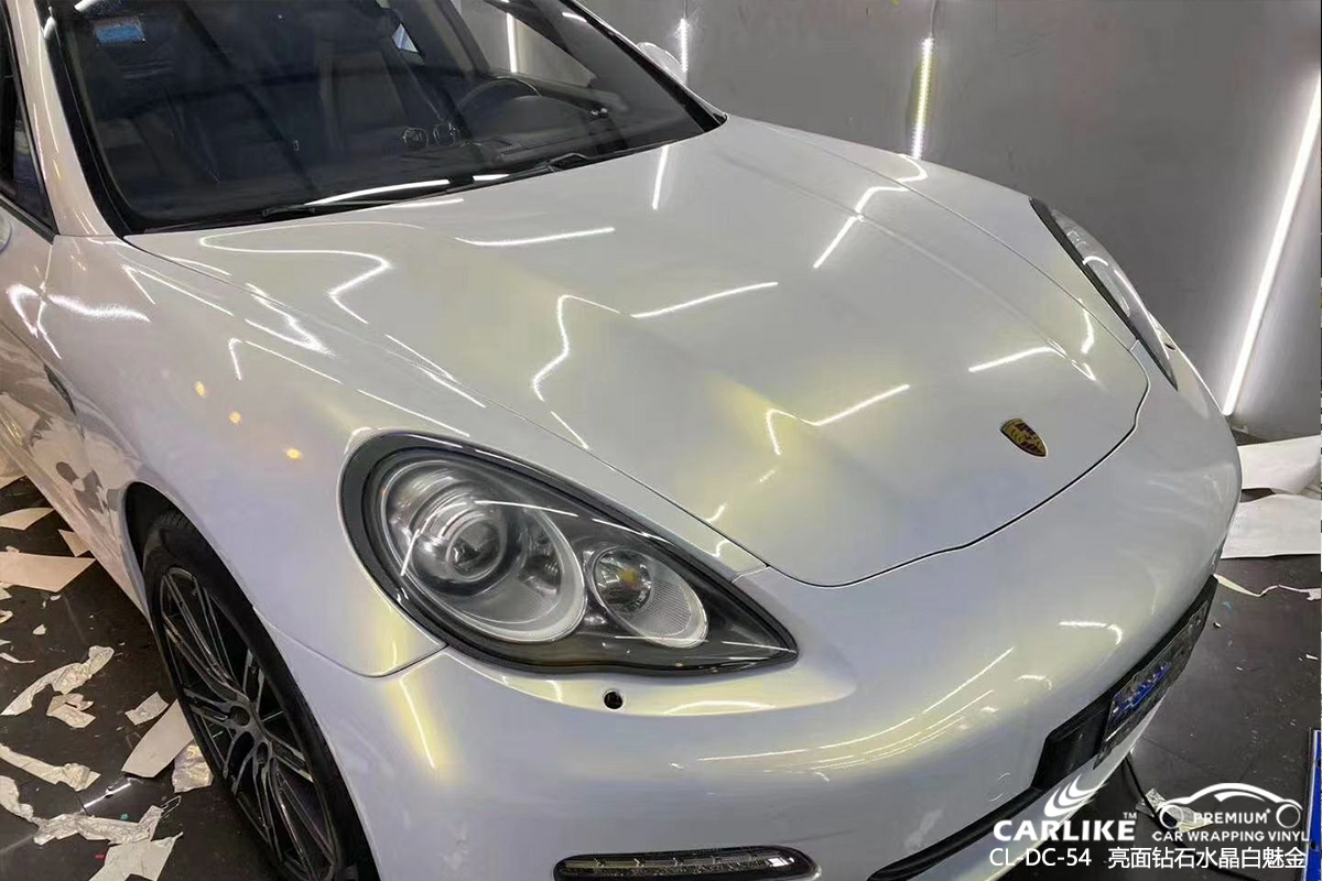 CARLIKE卡莱克™CL-DC-54保时捷钻石水晶白魅金汽车改色膜深圳贴膜案例图
